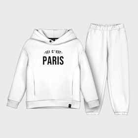 Детский костюм хлопок Oversize с принтом PARIS SAINT GERMAIN в Кировске,  |  | black | champion | football | france | germain | leo | lionel | mbappe | mesi | messi | neymar | paris | psg | saint | soccer | sport | team | white | лео | леонель | лионель | лионель месси | мбаппе | меси | месси | надпись | неймар | париж | псж | спорт