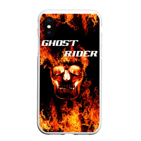 Чехол для iPhone XS Max матовый с принтом SKULL GHOST RIDER в Кировске, Силикон | Область печати: задняя сторона чехла, без боковых панелей | fire | flames | ghost | marvel | skull