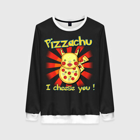 Женский свитшот 3D с принтом Пиццачу в Кировске, 100% полиэстер с мягким внутренним слоем | круглый вырез горловины, мягкая резинка на манжетах и поясе, свободная посадка по фигуре | anime | pikachu | pizza | pokemon | poket monster | poketmon | аниме | анимэ | карманные монстры | пикачу | пицца | покемон