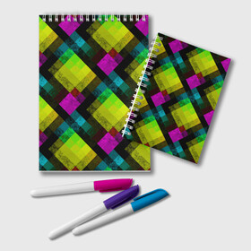 Блокнот с принтом Абстрактный разноцветный узор  в Кировске, 100% бумага | 48 листов, плотность листов — 60 г/м2, плотность картонной обложки — 250 г/м2. Листы скреплены удобной пружинной спиралью. Цвет линий — светло-серый
 | абстрактный | геометрический | желтый | зеленый | молодежный | мраморный | разноцветный | современный | черный