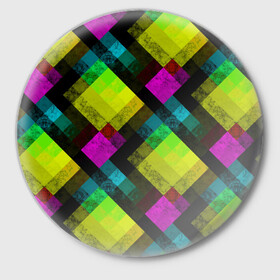 Значок с принтом Абстрактный разноцветный узор  в Кировске,  металл | круглая форма, металлическая застежка в виде булавки | абстрактный | геометрический | желтый | зеленый | молодежный | мраморный | разноцветный | современный | черный