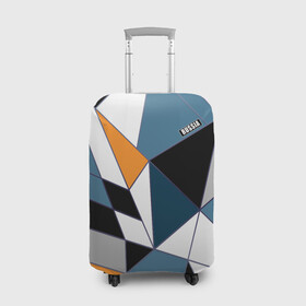 Чехол для чемодана 3D с принтом Геометрический  узор  в Кировске, 86% полиэфир, 14% спандекс | двустороннее нанесение принта, прорези для ручек и колес | абстрактный | желтый | молодежный | простой | синий | современный | треугольники