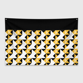 Флаг-баннер с принтом Черно-желтый геометрический  в Кировске, 100% полиэстер | размер 67 х 109 см, плотность ткани — 95 г/м2; по краям флага есть четыре люверса для крепления | абстрактный | геометрический | желтый | молодежный | мужской | разноцветный | современный | черный