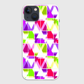 Чехол для iPhone 13 с принтом Абстрактный яркий узор в Кировске,  |  | абстрактный | геометрические фигуры | детский | зеленый | клетчатый узор | летний | популярный | розовый | сиреневый | современный | треугольники