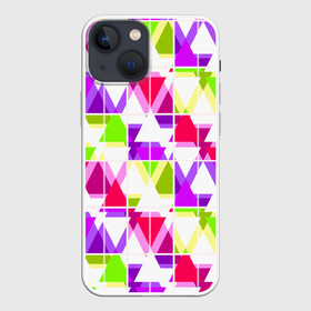 Чехол для iPhone 13 mini с принтом Абстрактный яркий узор в Кировске,  |  | абстрактный | геометрические фигуры | детский | зеленый | клетчатый узор | летний | популярный | розовый | сиреневый | современный | треугольники