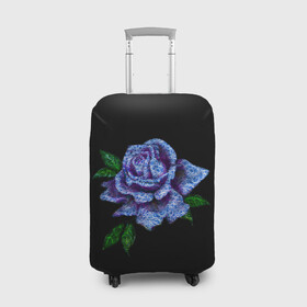 Чехол для чемодана 3D с принтом Сапфировая роза в Кировске, 86% полиэфир, 14% спандекс | двустороннее нанесение принта, прорези для ручек и колес | rose | лазурная | роза | сапфир | сапфировая | сапфировый | цветок | цветочек | цветочки | цветы