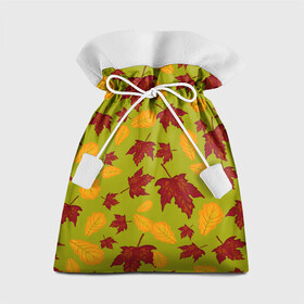 Подарочный 3D мешок с принтом осенние листья клён и дуб в Кировске, 100% полиэстер | Размер: 29*39 см | дуб | клён | кленовые | красный | красный на черном | листва | листопад | листья | листья падают | осенние | осень | черный