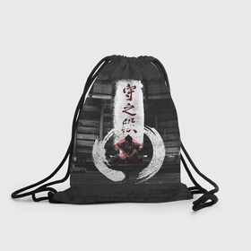 Рюкзак-мешок 3D с принтом Самурай | Призрак Цусимы (Z) в Кировске, 100% полиэстер | плотность ткани — 200 г/м2, размер — 35 х 45 см; лямки — толстые шнурки, застежка на шнуровке, без карманов и подкладки | Тематика изображения на принте: game | ghost of tsushim | jin sakai | ninja | samurai | the ghost of tsushim | буке | вакидзаси | воин | вояк | дайсё | дзин сакай | иайто | игра | катана | кодати | мононофу | мститель | мушя | ниндзя | нодати | одати | призрак цусимы | са