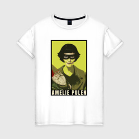 Женская футболка хлопок с принтом Амели Amelie в Кировске, 100% хлопок | прямой крой, круглый вырез горловины, длина до линии бедер, слегка спущенное плечо | амели | амели пулен | романы | франция