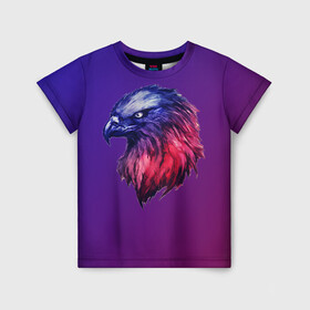Детская футболка 3D с принтом Вольная птица в Кировске, 100% гипоаллергенный полиэфир | прямой крой, круглый вырез горловины, длина до линии бедер, чуть спущенное плечо, ткань немного тянется | eagle | falcon | hawk | орел | сокол | ястреб