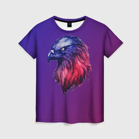 Женская футболка 3D с принтом Вольная птица в Кировске, 100% полиэфир ( синтетическое хлопкоподобное полотно) | прямой крой, круглый вырез горловины, длина до линии бедер | eagle | falcon | hawk | орел | сокол | ястреб