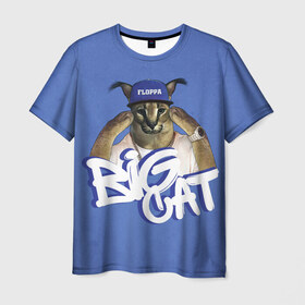 Мужская футболка 3D с принтом Big Cat Floppa в Кировске, 100% полиэфир | прямой крой, круглый вырез горловины, длина до линии бедер | flopa | floppa | большой | каракал | кот мем | мем с котом | русский кот | флопа | флоппа | шлёпа