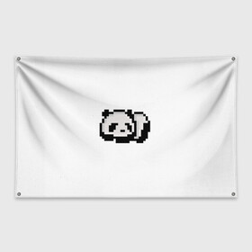 Флаг-баннер с принтом Панда в Кировске, 100% полиэстер | размер 67 х 109 см, плотность ткани — 95 г/м2; по краям флага есть четыре люверса для крепления | art | pixel | pixelart | милаха | милая панда | панда | панда пиксель арт | пиксели | пиксель | пиксельарт | спящая панда