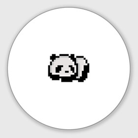 Коврик для мышки круглый с принтом Панда в Кировске, резина и полиэстер | круглая форма, изображение наносится на всю лицевую часть | art | pixel | pixelart | милаха | милая панда | панда | панда пиксель арт | пиксели | пиксель | пиксельарт | спящая панда