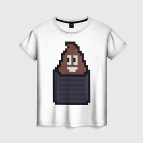 Женская футболка 3D с принтом Смешная какашка в Кировске, 100% полиэфир ( синтетическое хлопкоподобное полотно) | прямой крой, круглый вырез горловины, длина до линии бедер | art | pixel | pixelart | милаха | пиксели | пиксель | пиксельарт