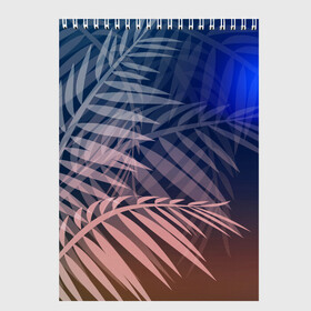 Скетчбук с принтом Тропическая ночь в Кировске, 100% бумага
 | 48 листов, плотность листов — 100 г/м2, плотность картонной обложки — 250 г/м2. Листы скреплены сверху удобной пружинной спиралью | Тематика изображения на принте: вечер | коричневый | коричневый и синий | листья | луна | ночь | отдых | пальмы | природа | путешествие | синий