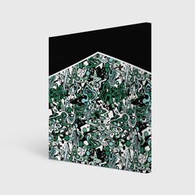 Холст квадратный с принтом Черно-зеленые каракули в Кировске, 100% ПВХ |  | абстрактный | каракули | креативный | мазня | разводы | черный и зеленый