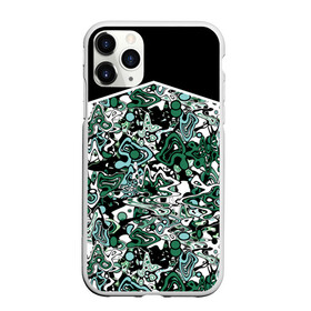 Чехол для iPhone 11 Pro Max матовый с принтом Черно-зеленые каракули в Кировске, Силикон |  | абстрактный | каракули | креативный | мазня | разводы | черный и зеленый