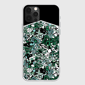 Чехол для iPhone 12 Pro с принтом Черно-зеленые каракули в Кировске, силикон | область печати: задняя сторона чехла, без боковых панелей | абстрактный | каракули | креативный | мазня | разводы | черный и зеленый