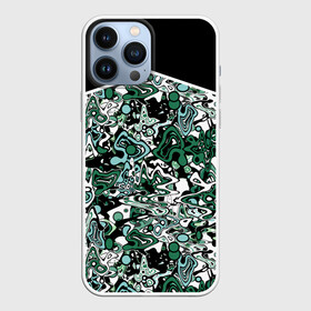 Чехол для iPhone 13 Pro Max с принтом Черно зеленые каракули в Кировске,  |  | абстрактный | каракули | креативный | мазня | разводы | черный и зеленый