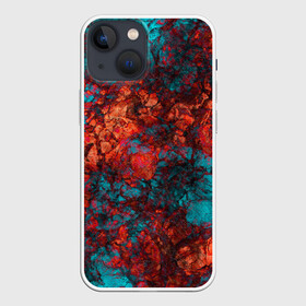 Чехол для iPhone 13 mini с принтом Текстура камня в Кировске,  |  | извержение | каменный узор | камень | красный | лава | модный | оранжевый | синий | современный | узор камня