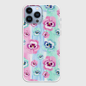 Чехол для iPhone 13 Pro Max с принтом Акварельные фиалки в Кировске,  |  | акварель | акварельный | девушкам | детям | нежный | разноцветный | фиалки | цветочки | цветочный | цветы
