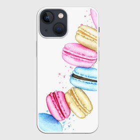 Чехол для iPhone 13 mini с принтом Macarons. Нежный десерт в Кировске,  |  | акварель | акварельные | десерт | десерты | макаронс | макаруны | пирожное | пирожные | разноцветные | сладости