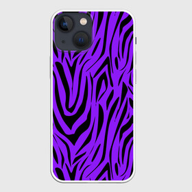 Чехол для iPhone 13 mini с принтом Абстрактный узор зебра в Кировске,  |  | абстрактный | женский | зебра | креативный | модный | полосы | популярный | современный | черный и фиолетовый