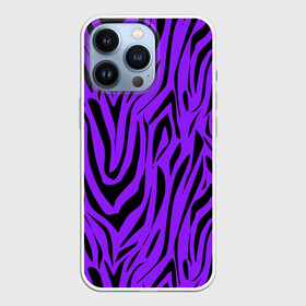 Чехол для iPhone 13 Pro с принтом Абстрактный узор зебра в Кировске,  |  | Тематика изображения на принте: абстрактный | женский | зебра | креативный | модный | полосы | популярный | современный | черный и фиолетовый