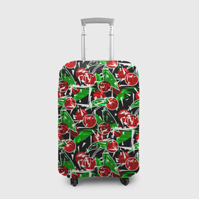 Чехол для чемодана 3D с принтом Абстрактный узор спелая вишня в Кировске, 86% полиэфир, 14% спандекс | двустороннее нанесение принта, прорези для ручек и колес | вишня | детский | зеленый | красная вишня | красный | летний узор | лето | ягодный принт | ягоды