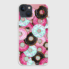 Чехол для iPhone 13 с принтом Пончик в Кировске,  |  | пончик | пончики | пончики с глазурью | разноцветная глазурь | яркая посыпка