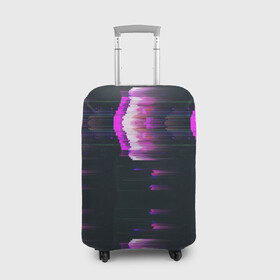 Чехол для чемодана 3D с принтом Розовый глитч в Кировске, 86% полиэфир, 14% спандекс | двустороннее нанесение принта, прорези для ручек и колес | vhs | белый шум | глитч | неон | плёнка | текстура