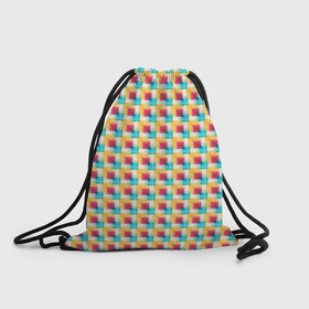 Рюкзак-мешок 3D с принтом Красочные кубы в Кировске, 100% полиэстер | плотность ткани — 200 г/м2, размер — 35 х 45 см; лямки — толстые шнурки, застежка на шнуровке, без карманов и подкладки | квадраты | кубы | паттерн | пиксели | разноцветный