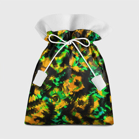 Подарочный 3D мешок с принтом Абстрактный желто-зеленый узор в Кировске, 100% полиэстер | Размер: 29*39 см | абстрактный | желтый | зеленый | камуфляж | мужской | популярный | размытый узор | современный | черный