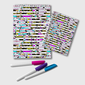 Блокнот с принтом Полосатый абстрактный узор  в Кировске, 100% бумага | 48 листов, плотность листов — 60 г/м2, плотность картонной обложки — 250 г/м2. Листы скреплены удобной пружинной спиралью. Цвет линий — светло-серый
 | горизонтальные полосы | летний дизайн | модный | молодежный | мужской | полосы | разноцветные полосы