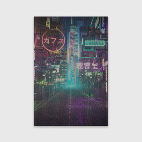 Обложка для паспорта матовая кожа с принтом Neon Tokyo в Кировске, натуральная матовая кожа | размер 19,3 х 13,7 см; прозрачные пластиковые крепления | Тематика изображения на принте: anime | cyber | cyberpunk | japan | japanese | neon | retro | retro wave | road | street | tokyo | wave | аниме | дорога | иероглифы | кибер | киберпанк | неон | неоновый | ночной токио | ночь | ретро | свет | токио | улица | уличный | эстетика