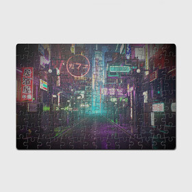 Головоломка Пазл магнитный 126 элементов с принтом Neon Tokyo в Кировске, полимерный материал с магнитным слоем | 126 деталей, размер изделия —  180*270 мм | Тематика изображения на принте: anime | cyber | cyberpunk | japan | japanese | neon | retro | retro wave | road | street | tokyo | wave | аниме | дорога | иероглифы | кибер | киберпанк | неон | неоновый | ночной токио | ночь | ретро | свет | токио | улица | уличный | эстетика