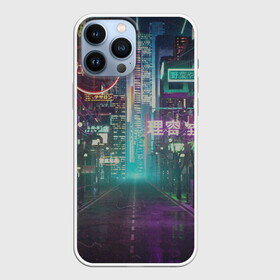 Чехол для iPhone 13 Pro Max с принтом Neon Tokyo в Кировске,  |  | anime | cyber | cyberpunk | japan | japanese | neon | retro | retro wave | road | street | tokyo | wave | аниме | дорога | иероглифы | кибер | киберпанк | неон | неоновый | ночной токио | ночь | ретро | свет | токио | улица | уличный | эстетика