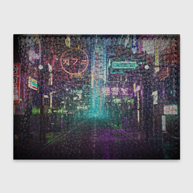 Обложка для студенческого билета с принтом Neon Tokyo в Кировске, натуральная кожа | Размер: 11*8 см; Печать на всей внешней стороне | Тематика изображения на принте: anime | cyber | cyberpunk | japan | japanese | neon | retro | retro wave | road | street | tokyo | wave | аниме | дорога | иероглифы | кибер | киберпанк | неон | неоновый | ночной токио | ночь | ретро | свет | токио | улица | уличный | эстетика