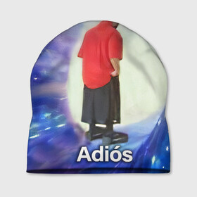 Шапка 3D с принтом Adios в Кировске, 100% полиэстер | универсальный размер, печать по всей поверхности изделия | adios | адидас | бабуля | бабушка | вселенная | космос | мемы | портал | прощание | черная дыра