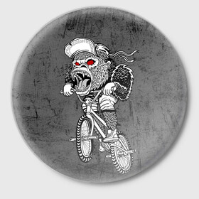 Значок с принтом Junk Ride в Кировске,  металл | круглая форма, металлическая застежка в виде булавки | bike | bmx | gorilla | mtb | ride | бэм | вело | велосипед | велоспорт | горилла | поездка