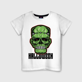 Детская футболка хлопок с принтом Zombie в Кировске, 100% хлопок | круглый вырез горловины, полуприлегающий силуэт, длина до линии бедер | fear | halloween | horror | jaw | muzzle | zombie | зомби | пасть | ужас | хэллоуин