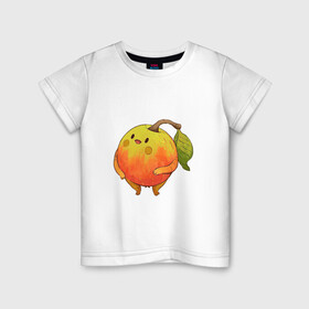 Детская футболка хлопок с принтом Яблочко в Кировске, 100% хлопок | круглый вырез горловины, полуприлегающий силуэт, длина до линии бедер | арт | ветка | веточка | лист | листочек | мило | милота | рисунок | свежие фрукты | свежий продукт | свежий фрукт | фрукт | фрукты | яблоко | яблочко