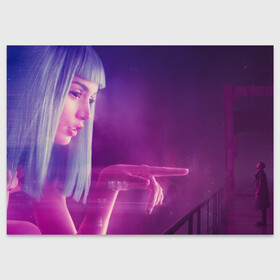 Поздравительная открытка с принтом Blade Runner знаменитый кадр в Кировске, 100% бумага | плотность бумаги 280 г/м2, матовая, на обратной стороне линовка и место для марки
 | blade runner 2049 | cyberpunk | future | hologram | neon | ryan gosling | бегущий по лезвию 2049 | будущее | голограмма | киберпанк | неон | райан гослинг | фильмы