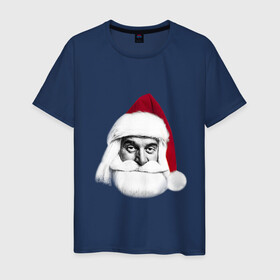 Мужская футболка хлопок с принтом Санта Клаус в Кировске, 100% хлопок | прямой крой, круглый вырез горловины, длина до линии бедер, слегка спущенное плечо. | дед мороз | клаус | новый год | праздник | праздничный | рождество | санта