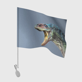 Флаг для автомобиля с принтом Хищный динозавр | Dino (Z) в Кировске, 100% полиэстер | Размер: 30*21 см | dino | dinosauria | дино | динозавр | парк юрского | хищный динозавр | чудовище | юрский период | ящер | ящерица