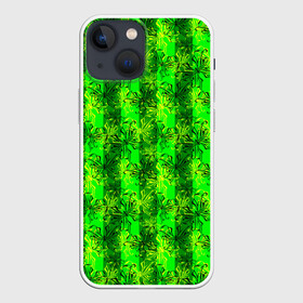 Чехол для iPhone 13 mini с принтом Неоновый полосатый узор в Кировске,  |  | бабочки | вертикальные полосы | зеленый | летний | неоновый | неоновый зеленый | современный | яркий узор
