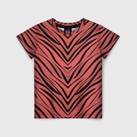 Детская футболка 3D с принтом Полосатый тигровый узор в Кировске, 100% гипоаллергенный полиэфир | прямой крой, круглый вырез горловины, длина до линии бедер, чуть спущенное плечо, ткань немного тянется | абстрактный | коричневый | модный | оранжево коричневый | полосатый узор | терракотовый | тигровый | топовый