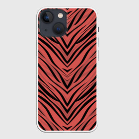Чехол для iPhone 13 mini с принтом Полосатый тигровый узор в Кировске,  |  | абстрактный | коричневый | модный | оранжево коричневый | полосатый узор | терракотовый | тигровый | топовый