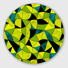 Коврик для мышки круглый с принтом Гранжевый яркий зеленый  в Кировске, резина и полиэстер | круглая форма, изображение наносится на всю лицевую часть | абстрактный | гранжевая текстура | зеленый | летний | молодежный | современный | ярко желтый